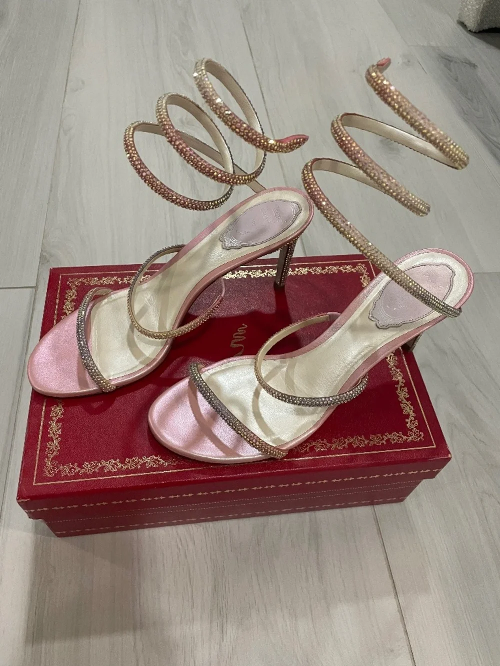 Rene Caovilla Pink Crystal Sandal
